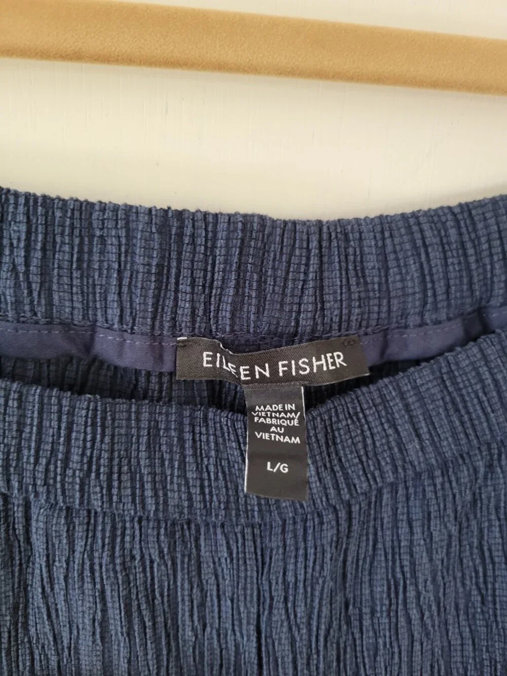Eileen Fisher Crinkle Crepe Wide Leg Pant + Top Set Slate Blue Lagenlook Sz L - Picture 2 of 11